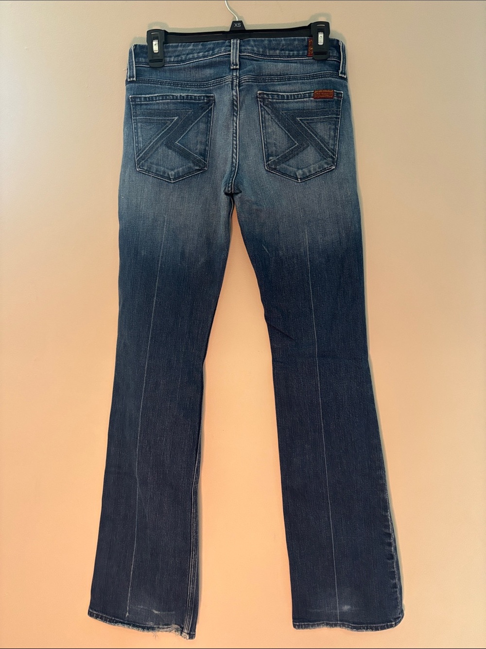 Vintage Y2K Lowrise 7 For All Mankind Women's Straight Leg Jeans - Blue